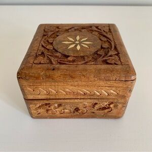 Vintage Carved Wooden Trinket Box